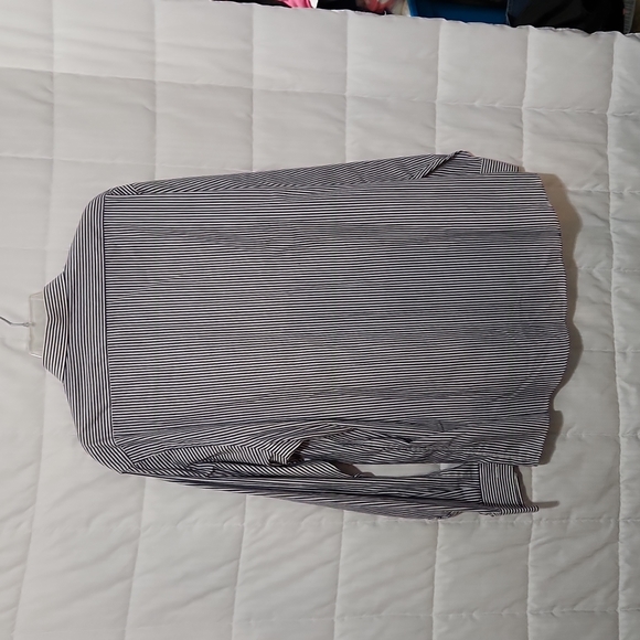 THE ARROW COMPANY 16/32-33 MEN'S DRESS SHIRT BUTTON DOWN WHITE/ BLUE STRIPES - Picture 4 of 8